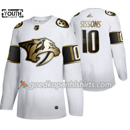 Nashville Predators Colton Sissons 10 Adidas 2019-2020 Golden Edition Wit Authentic Shirt - Kinderen